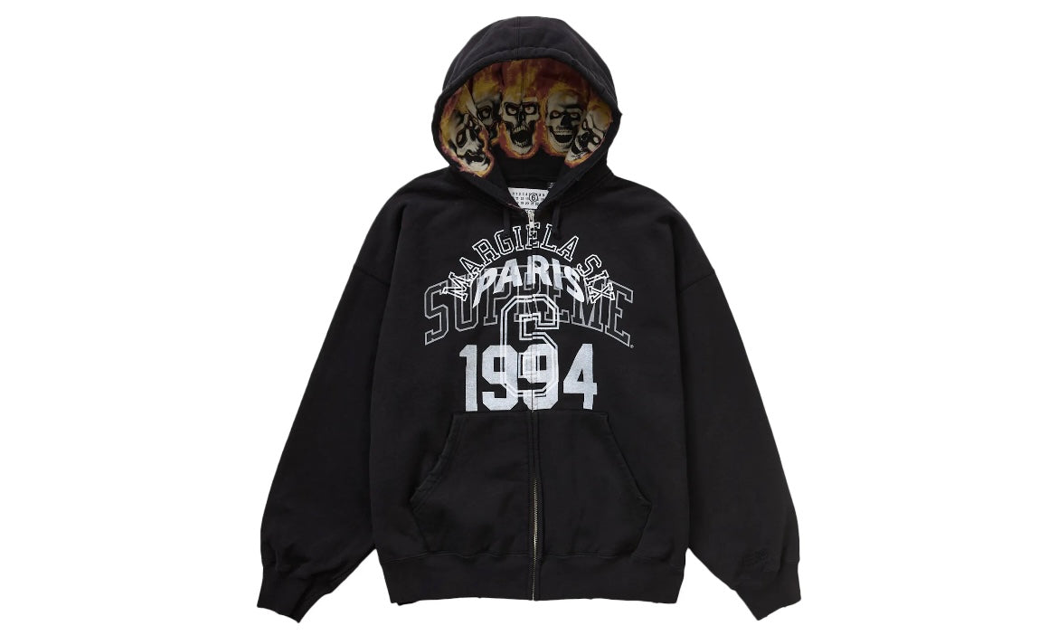 SUPREME MM6 MAISON MARGIELA ZIP UP HOODIE SWEATSHIRT ‘BLACK’