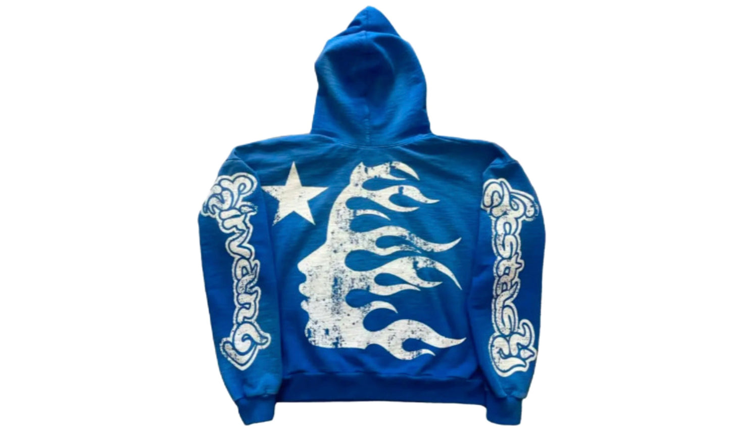 HELLSTAR STUDIOS RECORDS YOGA HOODIE ‘BLUE’