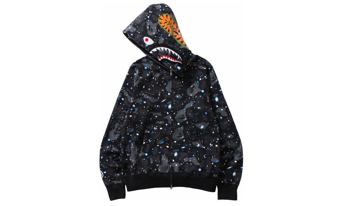 BAPE SPACE CAMO SHARK WGM FULL ZIP HOODIE ‘BLACK’