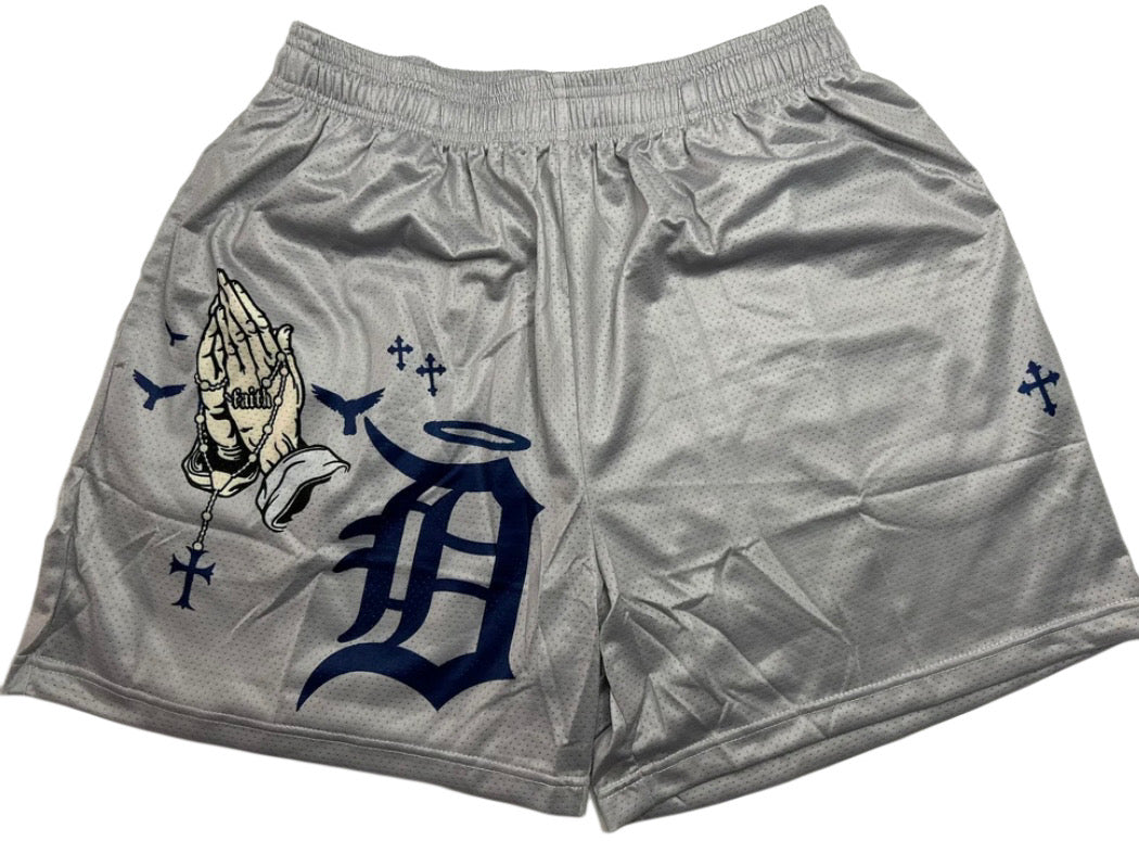CUSTOM DETROIT TIGERS GRAY SHORTS