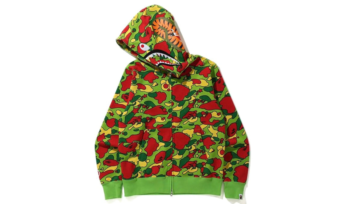 BAPE STA CAMO SHARK FULL ZIP HOODIE ‘GREEN’