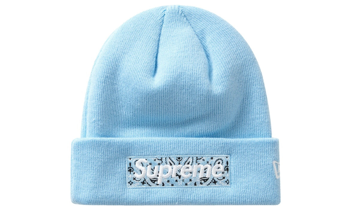 SUPREME NEW ERA BOX LOGO BEANIE ‘LIGHT BLUE’