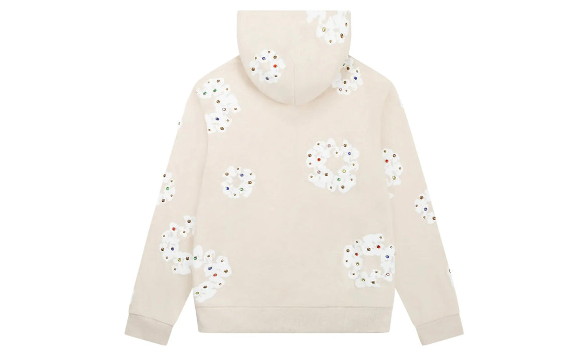 DENIM TEARS RHINESTONE THE COTTON WREATH ZIP UP HOODIE ‘OATMEAL’