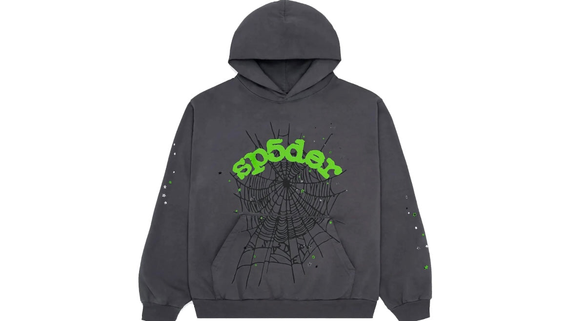 SP5DER WORLDWIDE WAIT WEB HOODIE ‘SLATE GREY’
