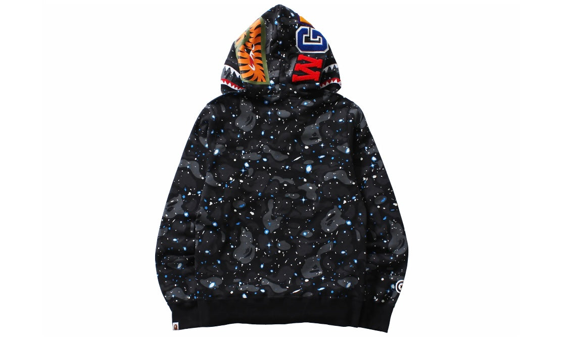 BAPE SPACE CAMO SHARK WGM FULL ZIP HOODIE ‘BLACK’