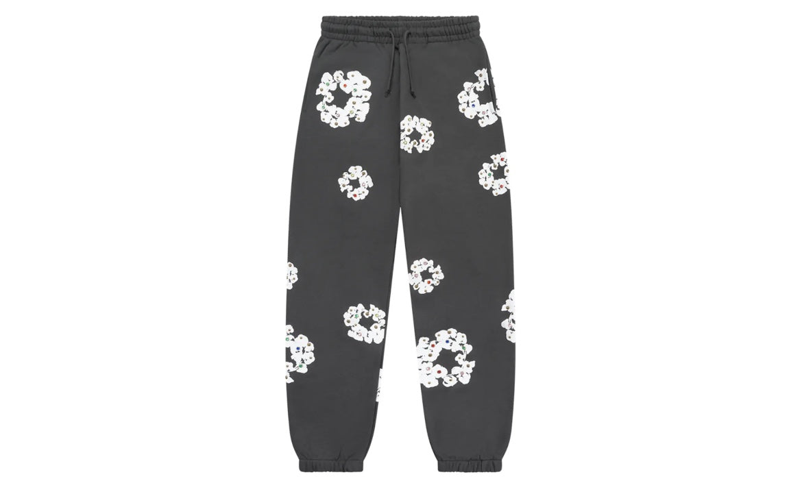 DENIM TEARS RHINESTONE COTTON WREATH SWEATPANTS ‘VINTAGE BLACK’