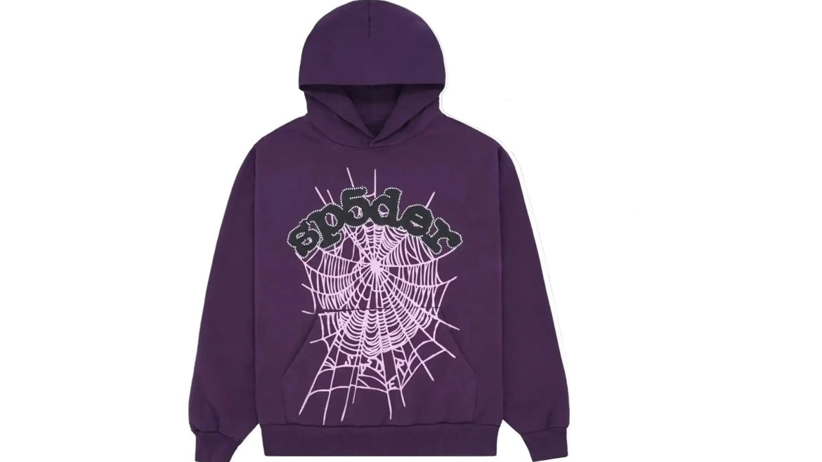 SP5DER WORLDWIDE WEB RHINESTONE HOODIE ‘PURPLE’