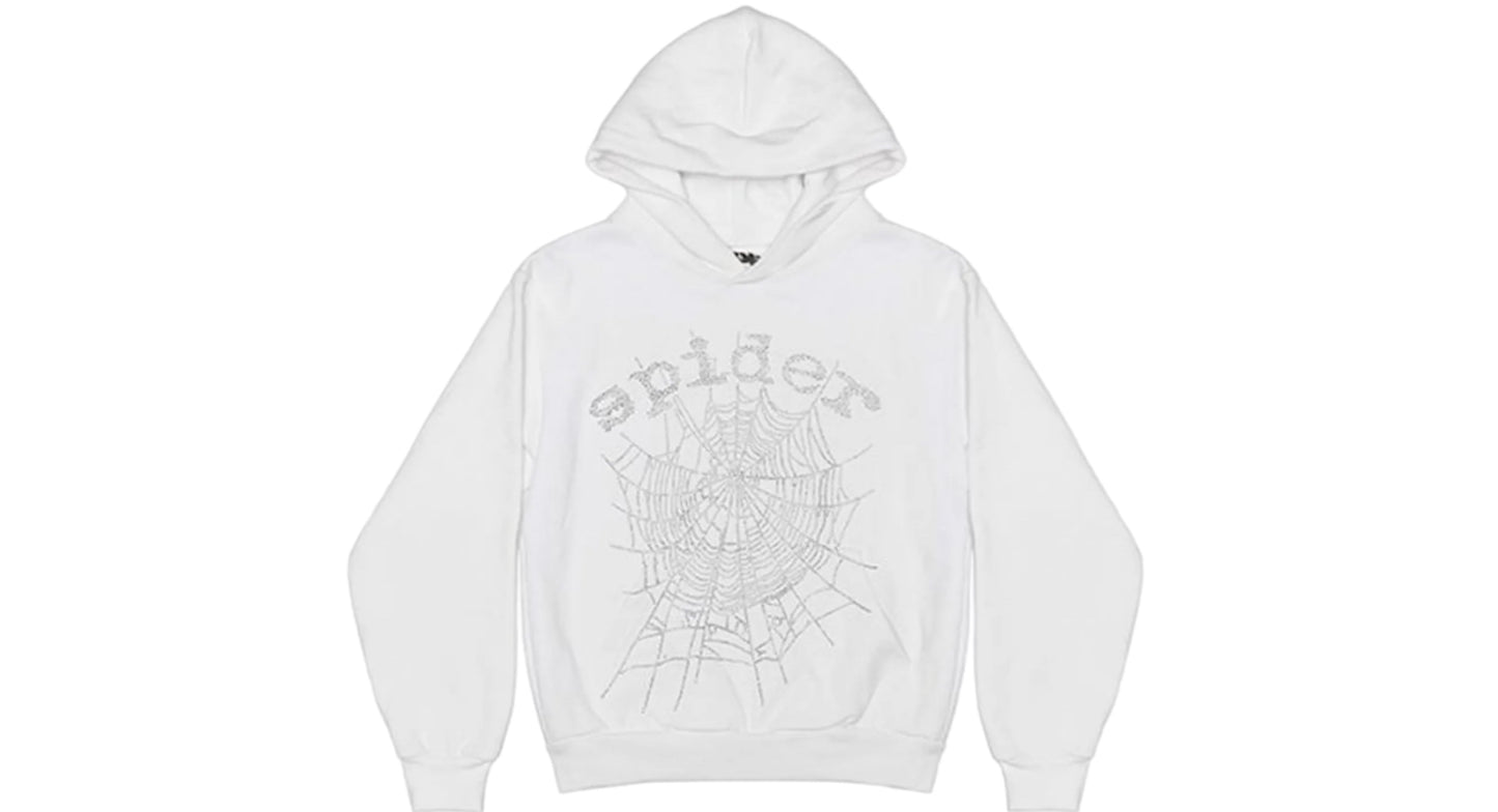 SP5DER WORLDWIDE OG RHINESTONE LOGO HOODIE ‘WHITE’