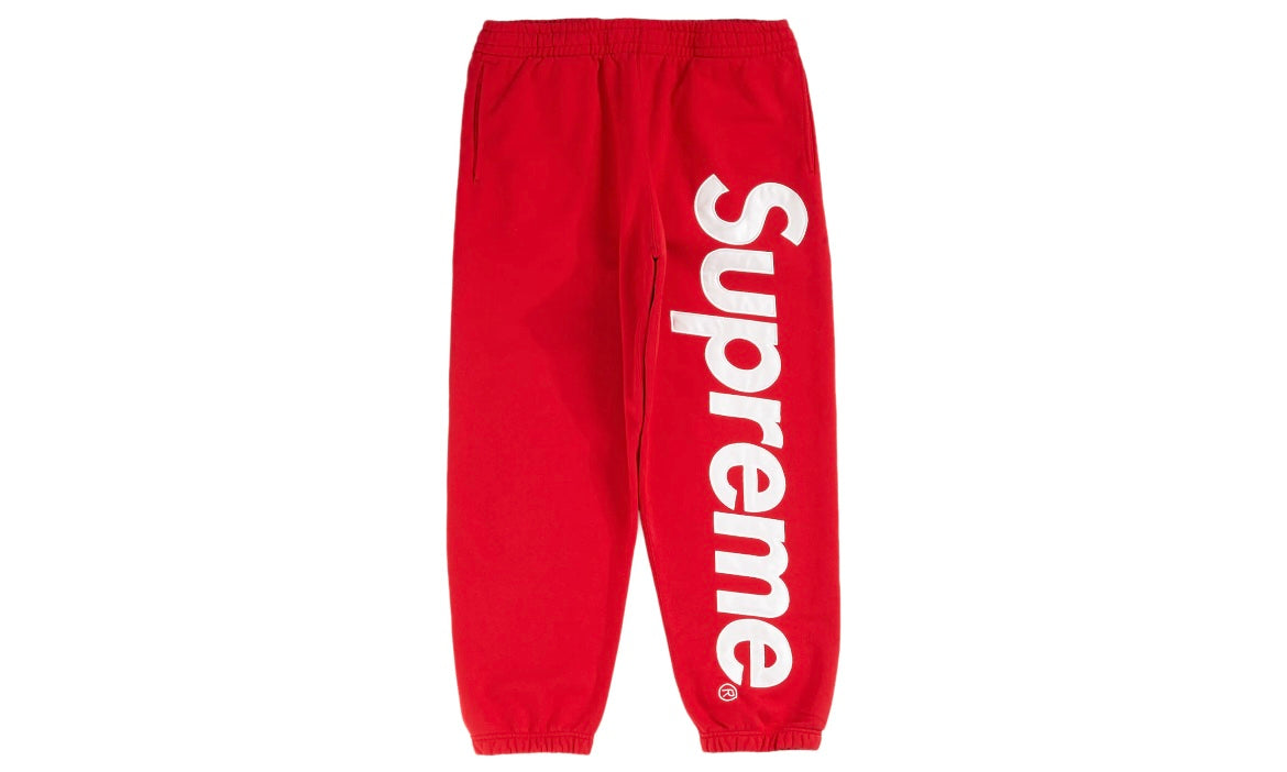 SUPREME SATIN APPLIQUÉ SWEATPANTS ‘RED’