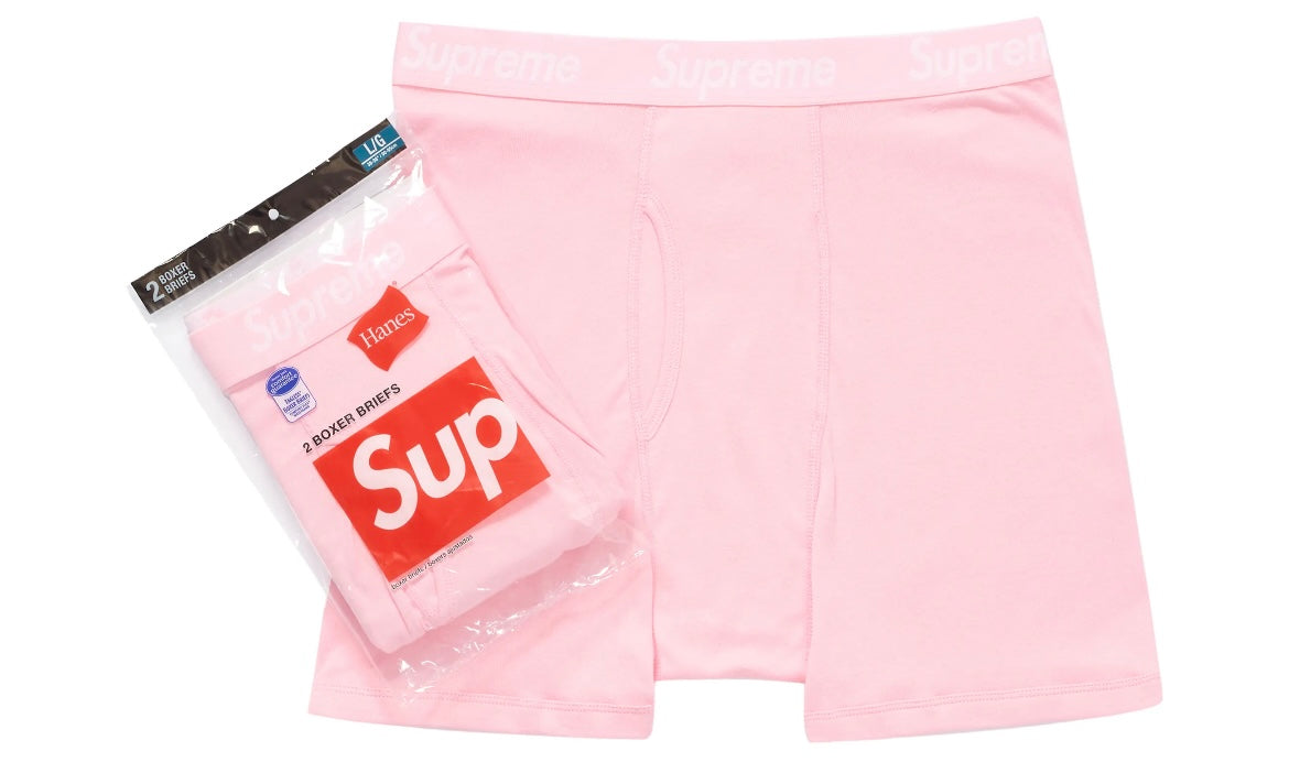 SUPREME HANES BOXER BRIEFS (2 PACK) ‘PINK’