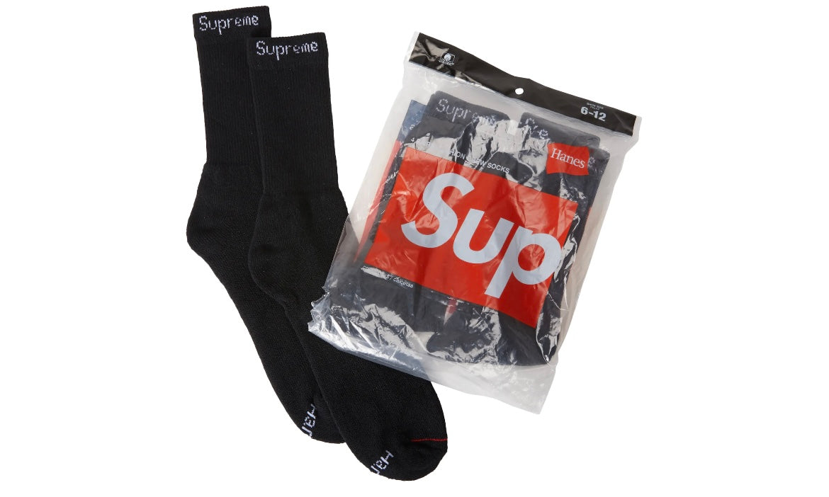 SUPREME HANES SOCKS (4 PACK) ‘BLACK’