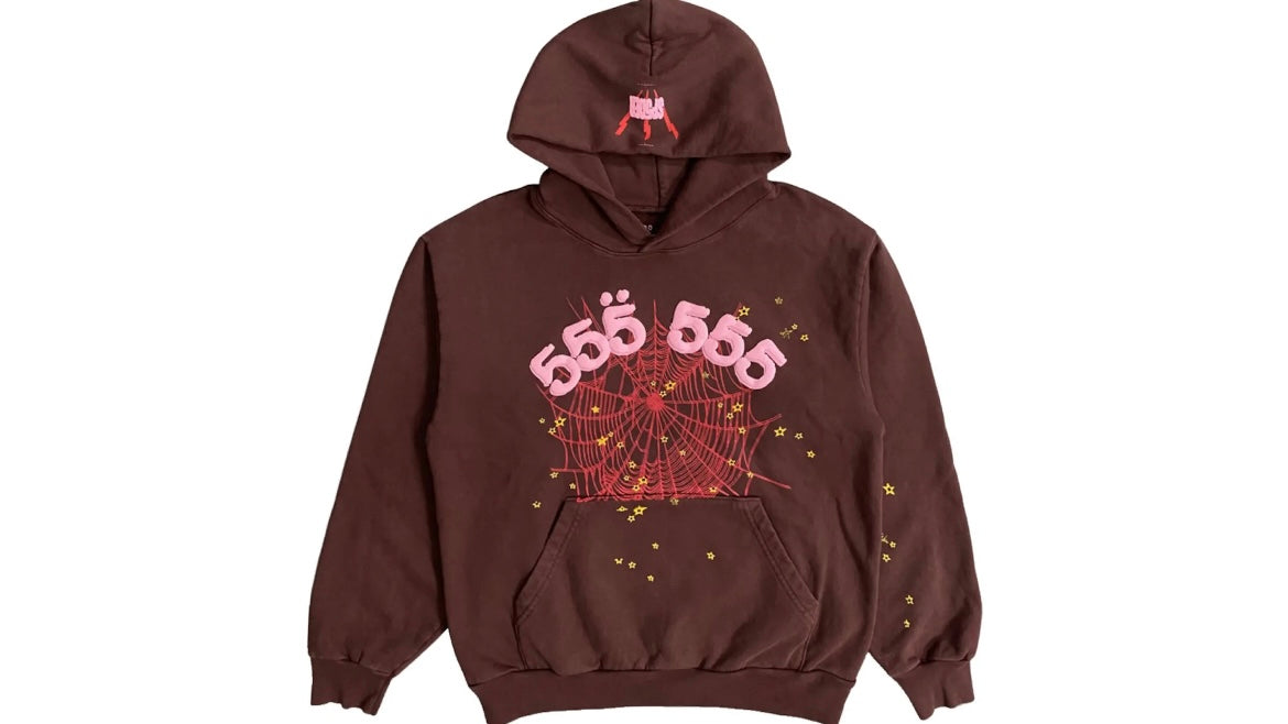 SP5DER WORLDWIDE ANGEL NUMBER 555 HOODIE ‘BROWN’