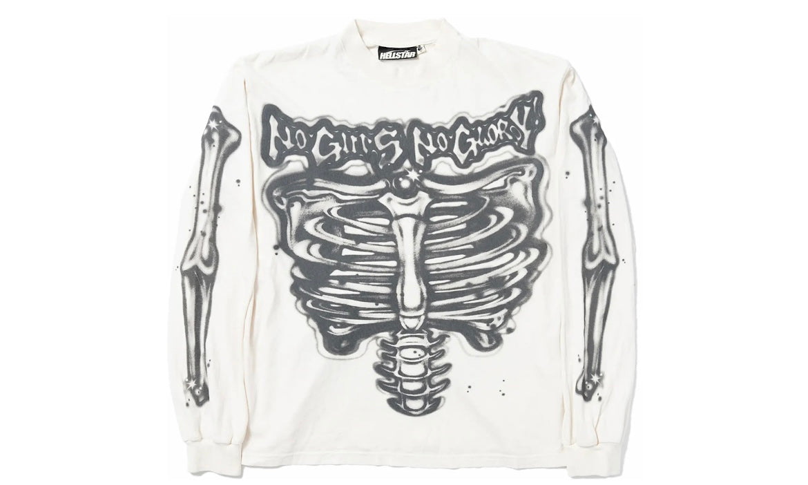 HELLSTAR AIRBRUSHED BONES LONG SLEEVE ‘WHITE’