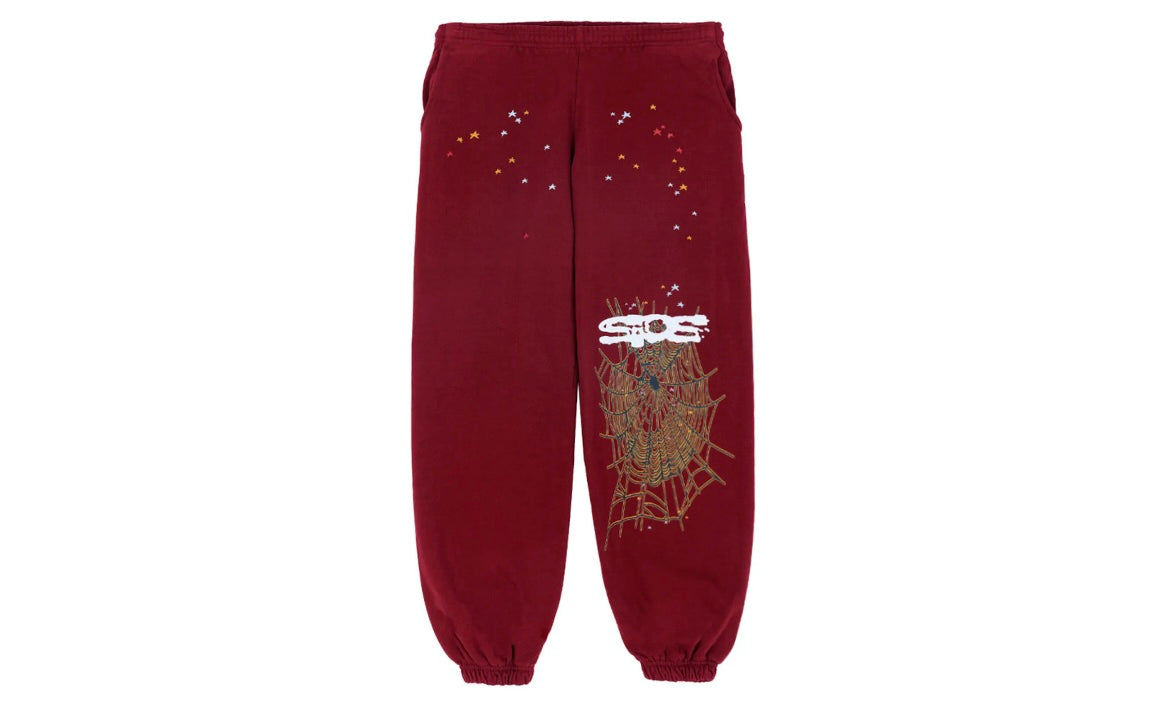 SP5DER WORLDWIDE SWEATPANTS ‘MAROON’