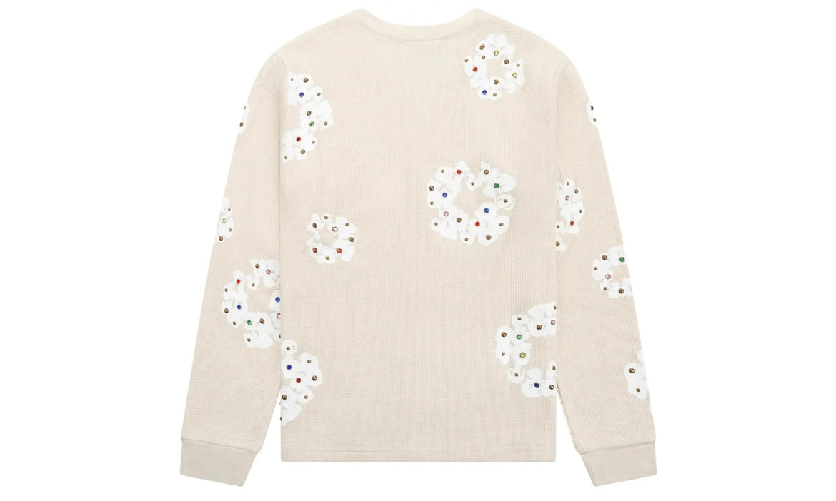 DENIM TEARS RHINESTONE COTTON WREATH THERMAL ‘OATMEAL’