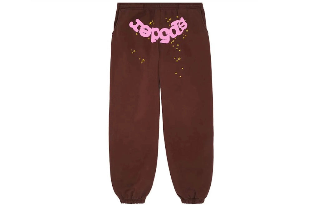 SP5DER WORLDWIDE WEB SWEATPANTS ‘BROWN’