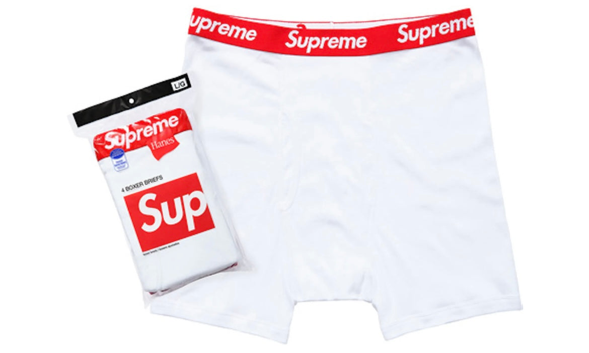 SUPREME HANES BOXER BRIEFS (4 PACK) ‘WHITE’