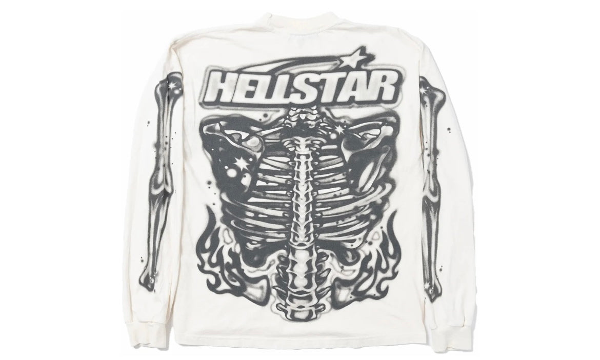 HELLSTAR AIRBRUSHED BONES LONG SLEEVE ‘WHITE’