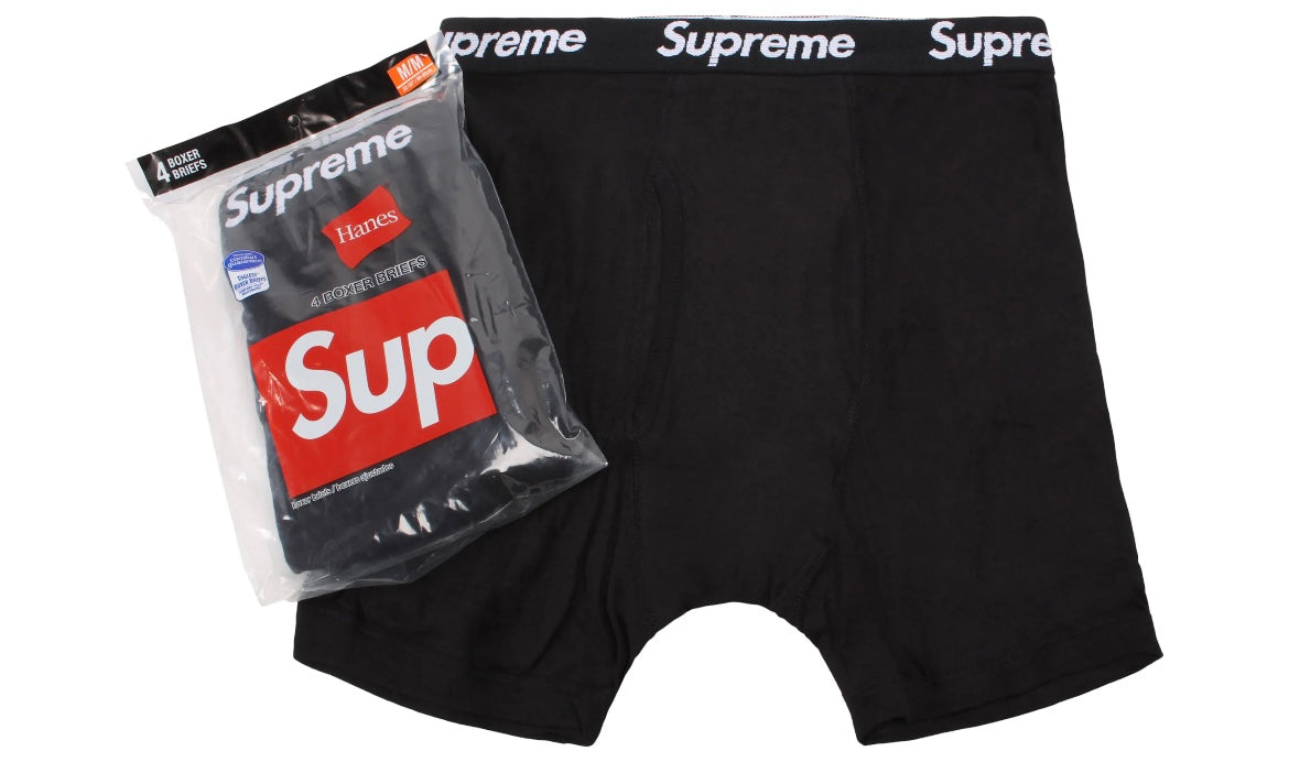 SUPREME HANES BOXER BRIEFS (4 PACK) ‘BLACK’