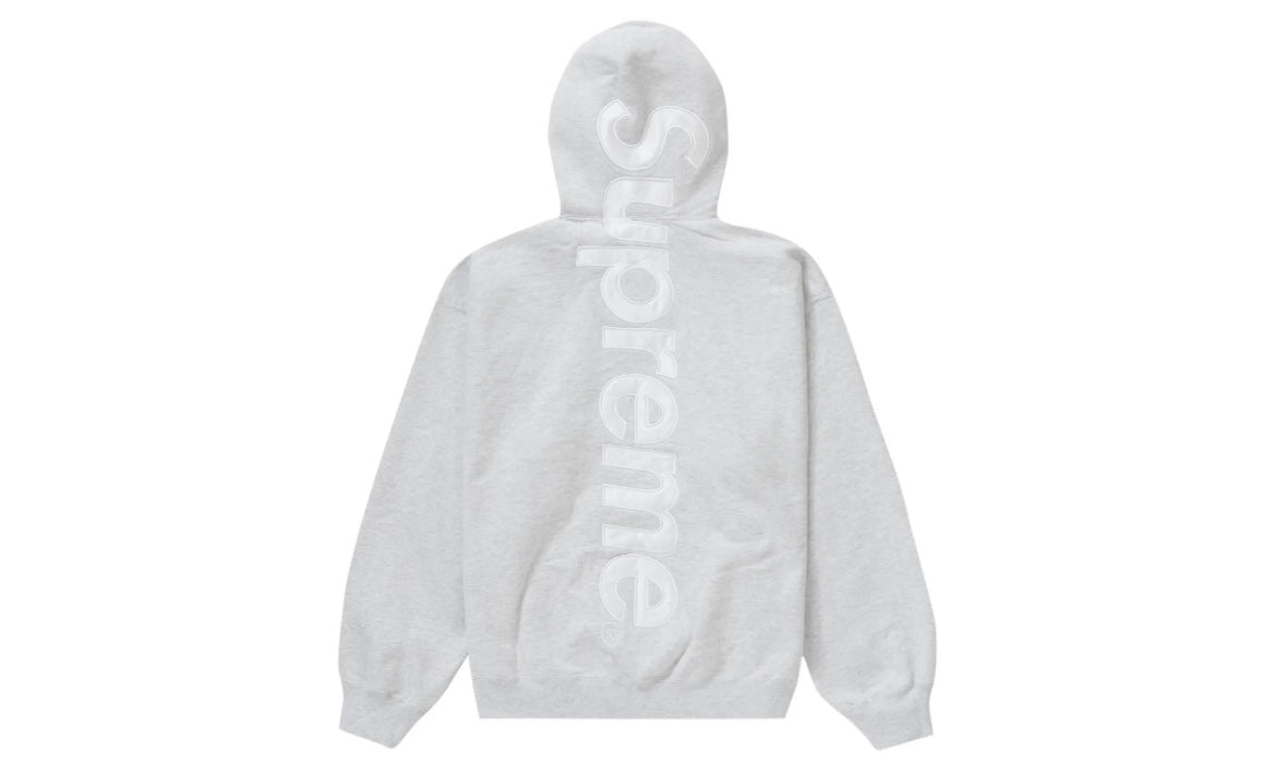 SUPREME SATIN APPLIQUÉ HOODED SWEATER ‘ASH GREY’