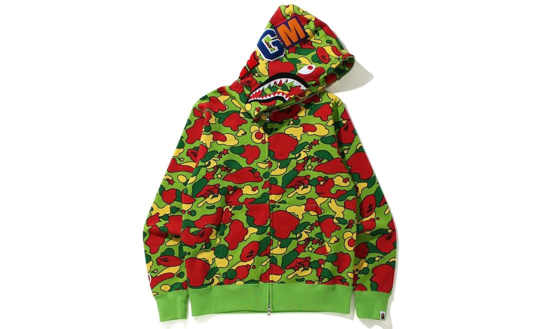 BAPE STA CAMO SHARK FULL ZIP HOODIE ‘GREEN’