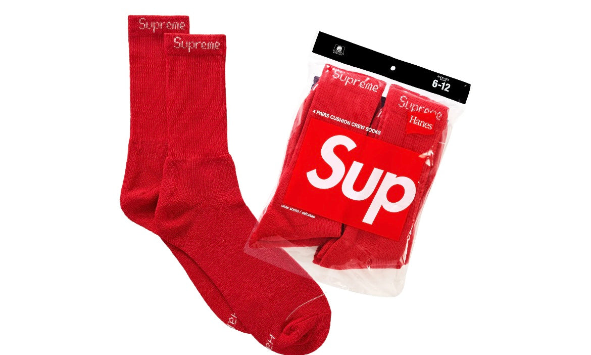 SUPREME HANES SOCKS (4 PACK) ‘RED’