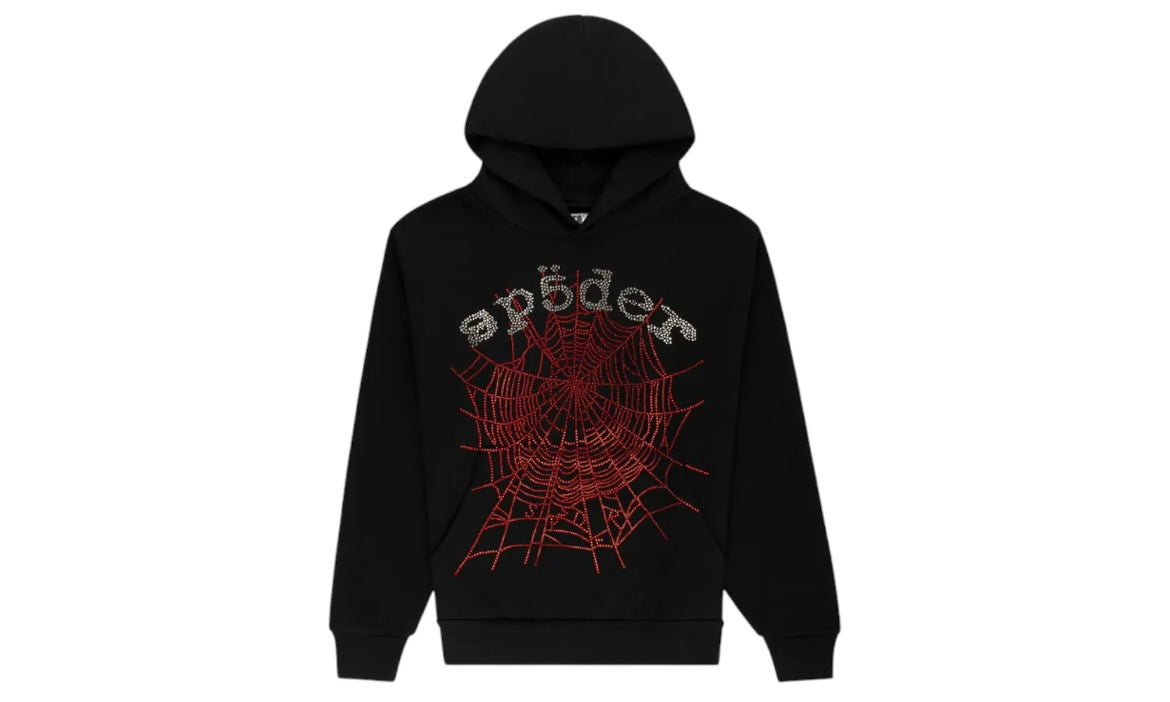 SP5DER WORLDWIDE OG RHINESTONE LOGO HOODIE ‘BLACK’
