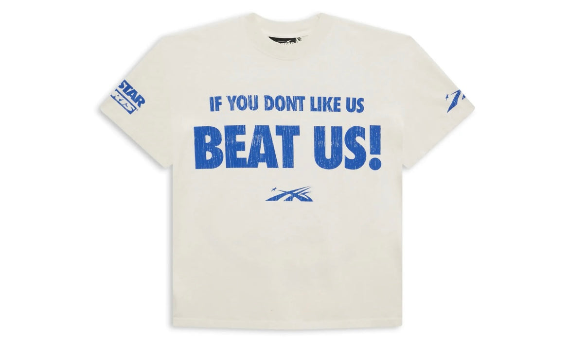 HELLSTAR BEAT US! TEE ‘WHITE/BLUE’