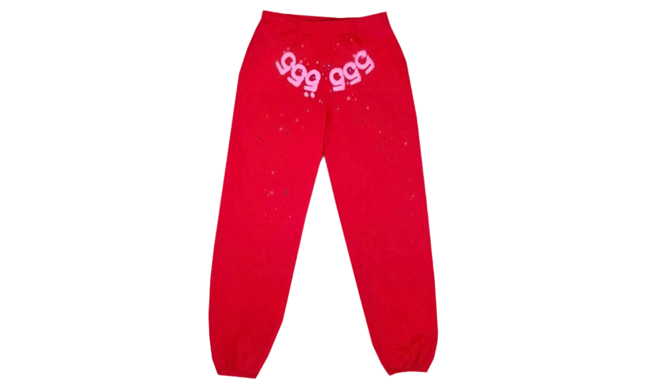 SP5DER WORLDWIDE ANGEL NUMBER 555 SWEATPANTS ‘RED’