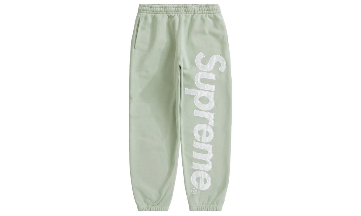 SUPREME SATIN APPLIQUÉ SWEATPANTS ‘MINT GREEN’