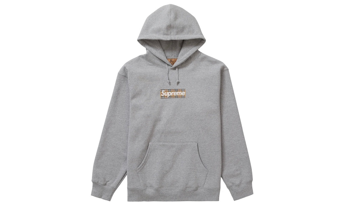 SUPREME BURBERRY BOX LOGO HOODED SWEATER ‘HEATHER GREY’