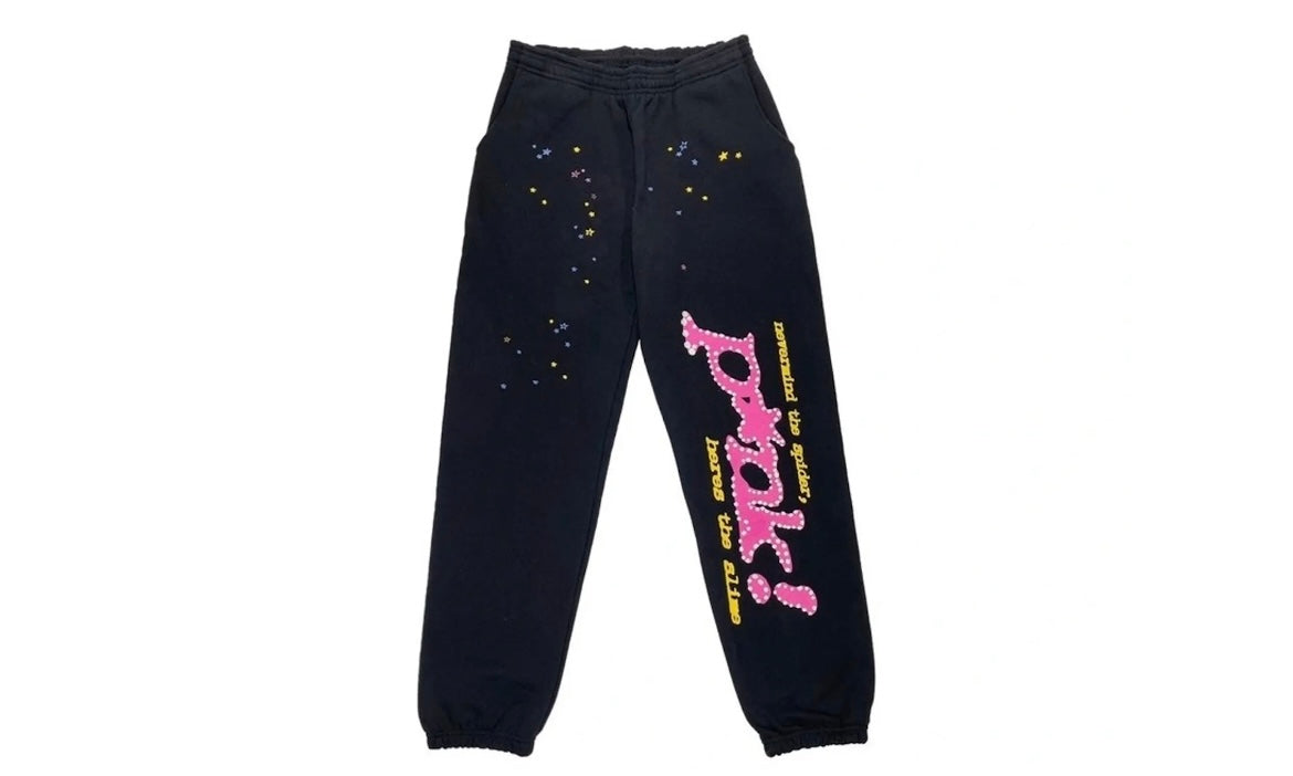 SP5DER WORLDWIDE P*NK SWEATPANTS ‘BLACK’