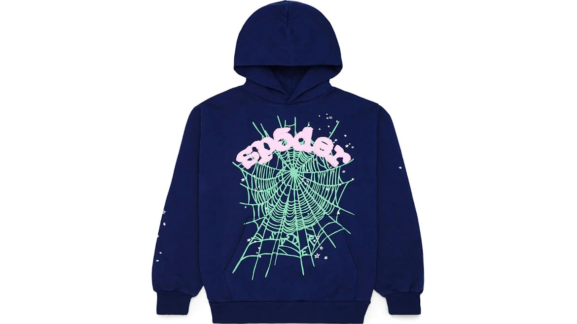 SP5DER WORLDWIDE OG WEB HOODIE ‘NAVY BLUE’