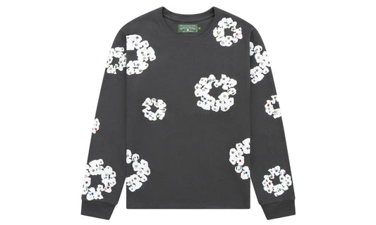 DENIM TEARS RHINESTONE COTTON WREATH THERMAL ‘VINTAGE BLACK’