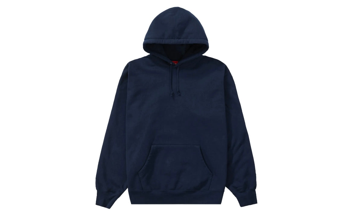 SUPREME SATIN APPLIQUÉ HOODED SWEATER ‘NAVY BLUE’